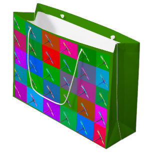 Bolsa De Regalo Grande Cuadrados de margarita coloridos, impresión abstra