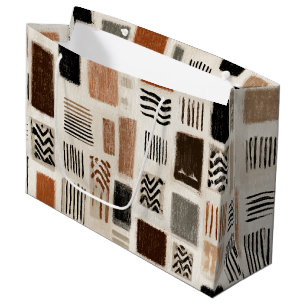Bolsa De Regalo Grande Cuadrícula abstracta de Earthy Boho - Textura de m