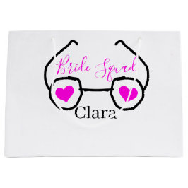 Bolsa De Regalo Grande Cuadrilla de novia gafas de corazón negro rosa dam