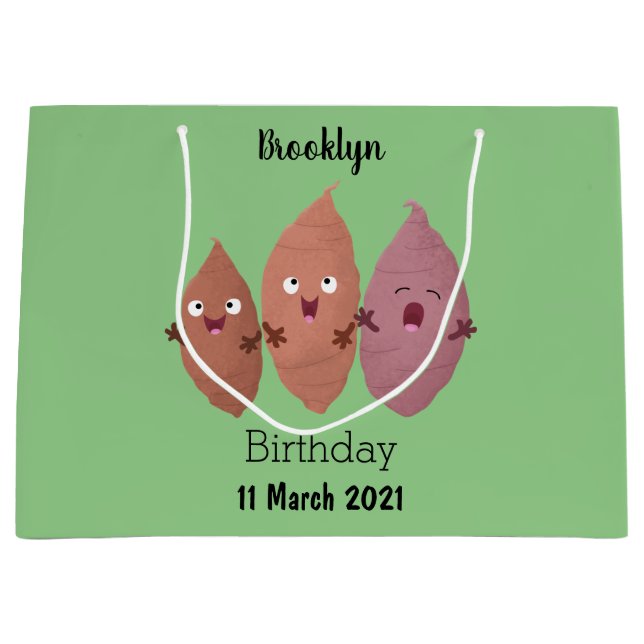 Bolsa De Regalo Grande Cuadros cantando batatas personalizado verduras (Anverso)