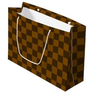 Bolsa De Regalo Grande Cuadros Marrón Oscuro y Claro Sin Costuras