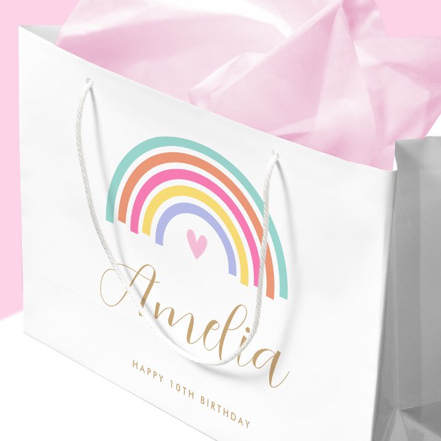 Bolsa De Regalo Grande Cualquier edad Rainbow Love Heart Chica de nombre  (Subido por el creador)