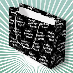 Bolsa De Regalo Grande Cualquier edad y nombre de feliz cumpleaños person