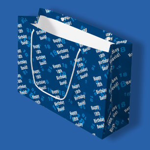 Bolsa De Regalo Grande Cualquier edad y nombre de feliz cumpleaños person