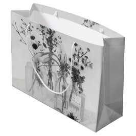 Bolsa De Regalo Grande Cuatro Botellas Y Flores Blancas