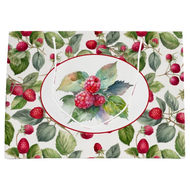 Bolsa De Regalo Grande Cubierta de frambuesas (Anverso)