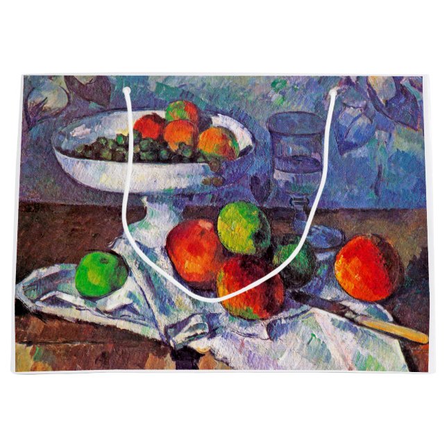 Bolsa De Regalo Grande Cuenco de frutas, vidrio y manzanas, Cezanne (Anverso)