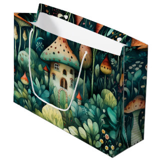 Bolsa De Regalo Grande Cuento de hadas en Fairyland Mushroom House Naranj