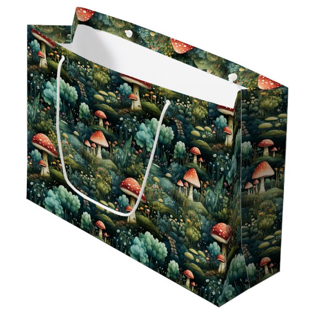 Bolsa De Regalo Grande Cuento de hadas en Fairyland Mushroom House Naranj (Angulo Anverso)