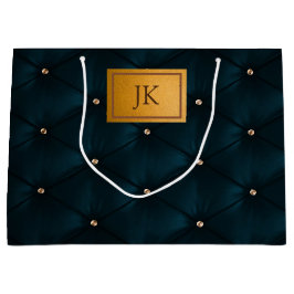 Bolsa De Regalo Grande Cuero verde elegante, diamantes, monograma