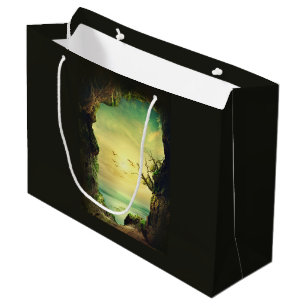 Bolsa De Regalo Grande Cueva con vistas a un mar tropical. Foto