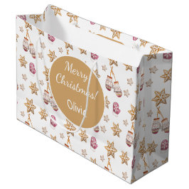 Bolsa De Regalo Grande Cuidada acuarela Snowman Cookies Monograma