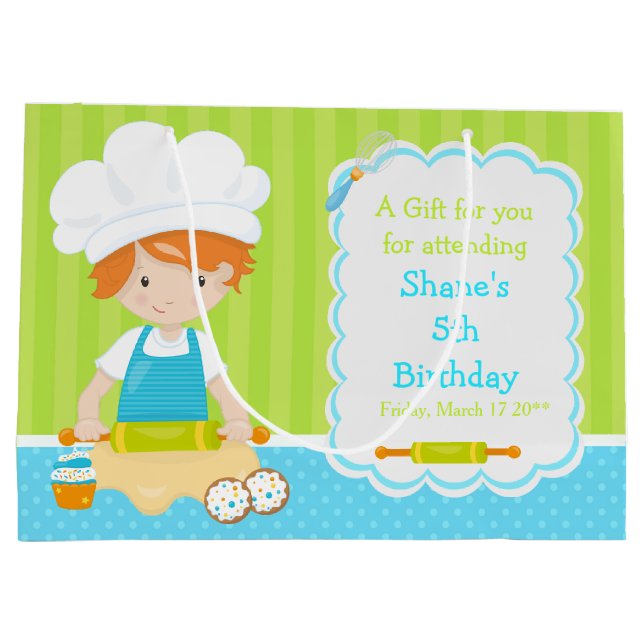 Bolsa De Regalo Grande Cuidadoso chico del pelo rojo que hace gracias (Reverso)