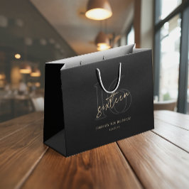 Bolsa De Regalo Grande Cumpleaños 16 Moderno Oro Negro