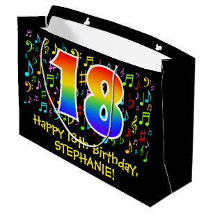Bolsa De Regalo Grande Cumpleaños 18 - Símbolos musicales coloridos, Ar