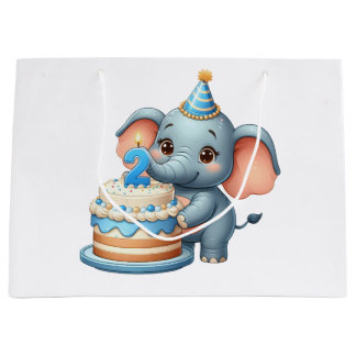 Bolsa De Regalo Grande Cumpleaños 2 de elefante lindo