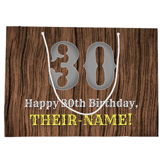 Bolsa De Regalo Grande Cumpleaños 30: Nombre, aspecto inspirado en el paí (Reverso)