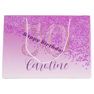 Bolsa De Regalo Grande Cumpleaños 30 Pretty Falling Pink Glitter