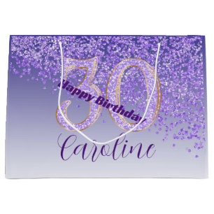 Bolsa De Regalo Grande Cumpleaños 30 Pretty Falling Purple Glitter