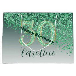 Bolsa De Regalo Grande Cumpleaños 30 Pretty Falling Verde Brillante