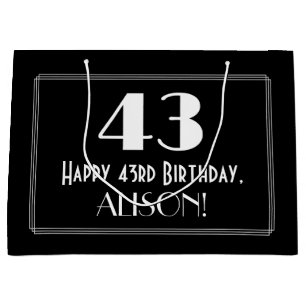 Bolsa De Regalo Grande Cumpleaños 43: Estilo inspirado en Art Deco "43", 
