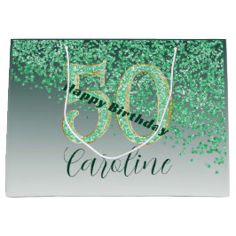 Bolsa De Regalo Grande Cumpleaños 50 Pretty Falling Verde Brillante
