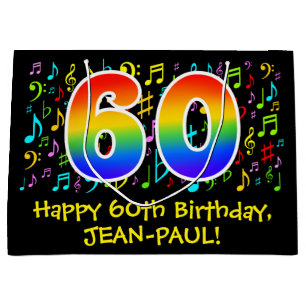 Bolsa De Regalo Grande Cumpleaños 60 - Símbolos musicales coloridos, ar