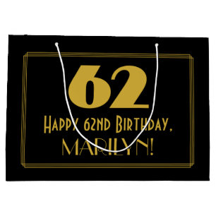 Bolsa De Regalo Grande Cumpleaños 62 — Look inspirado en Art Déco "62" y
