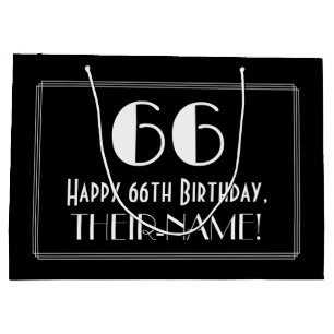 Bolsa De Regalo Grande Cumpleaños 66: Estilo Art Déco "66", Nombre