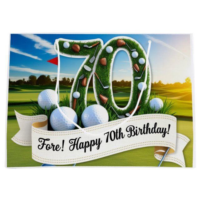 Bolsa De Regalo Grande Cumpleaños 70 de golfista  (Anverso)