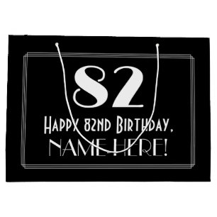 Bolsa De Regalo Grande Cumpleaños 82: Estilo Inspirado en Art Deco "82",