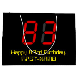 Bolsa De Regalo Grande Cumpleaños 83: Estilo reloj digital rojo "83" + No