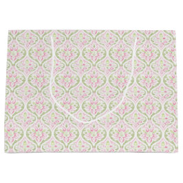 Bolsa De Regalo Grande Cumpleaños abstracto floral rosa verde