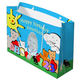 Bolsa De Regalo Grande Cumpleaños Animales Divertidos Lindo Personalizado