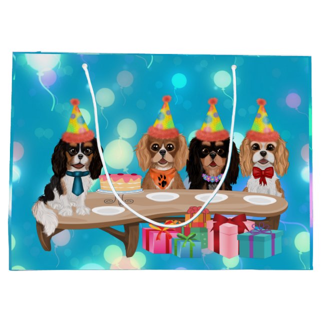 Bolsa De Regalo Grande Cumpleaños Cavalier King Charles Spaniel (Reverso)