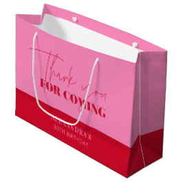 Bolsa De Regalo Grande Cumpleaños Chic Rosa Rojo Script Gracias