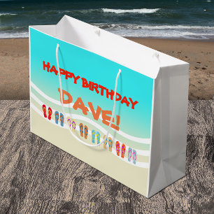 Bolsa De Regalo Grande Cumpleaños colorido de la playa de los