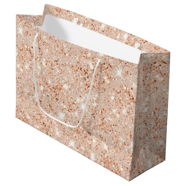 Bolsa De Regalo Grande Cumpleaños con brillo falso de melocotón (Angulo Anverso)