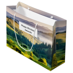 Bolsa De Regalo Grande Cumpleaños con foto escénica de colinas onduladas