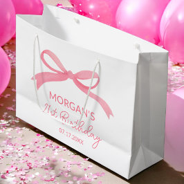 Bolsa De Regalo Grande Cumpleaños con Lazo Rosa Sonrosado Nombre Adorable