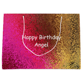 Bolsa De Regalo Grande Cumpleaños con textura metálica abstracta de oro p