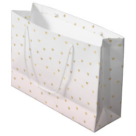 Bolsa De Regalo Grande Cumpleaños Confeti Corazones Oro Blanco Rosa Rubor