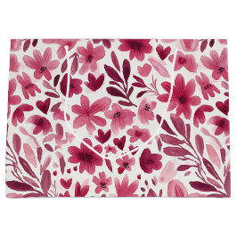 Bolsa De Regalo Grande Cumpleaños Corazones Flores Rosa Rojo Femenino Cre