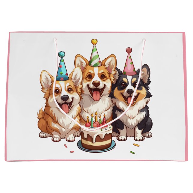 Bolsa De Regalo Grande Cumpleaños Corgi Dogs (Anverso)