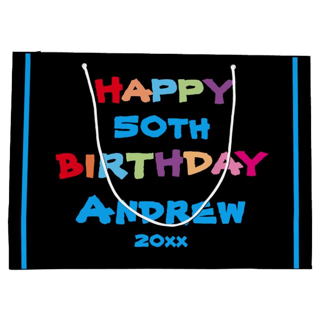 Bolsa De Regalo Grande Cumpleaños Cualquier Edad Nombre Personalizado Mod (Reverso)