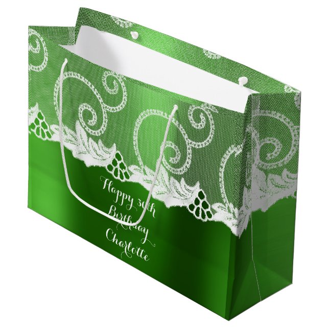 Bolsa De Regalo Grande Cumpleaños de boda personalizada Emerald Greenly W (Angulo Anverso)