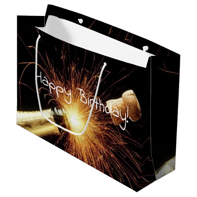 Bolsa De Regalo Grande cumpleaños de botella de champán (Angulo Anverso)