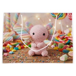 Bolsa De Regalo Grande Cumpleaños de Caramelo Pastel Rosa de Ajolote Croc