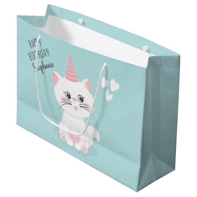 Bolsa De Regalo Grande Cumpleaños de Cat Purr-fect (Angulo Anverso)