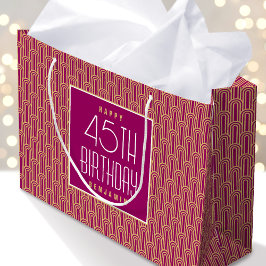 Bolsa De Regalo Grande Cumpleaños de cualquier edad Art Deco nombre elega